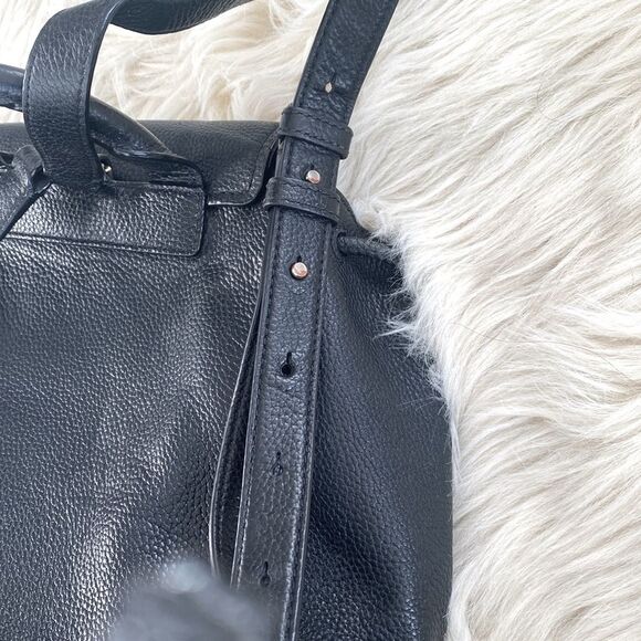 Kate Spade Black Pebbled Leather Backpack Adjustable Straps Gold Tone Logo Chic main image 12